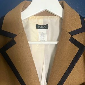 J Crew camel wool blazer with navy piping